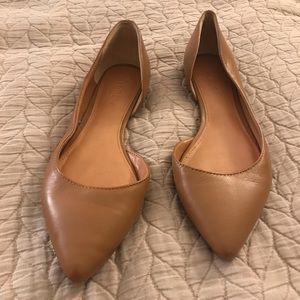 JCrew Tan Leather Peekaboo Arch Stiletto Flats